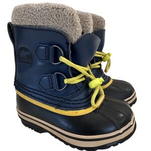 SOREL YOOT PAC Winter Snow Boots Blue Leather Boy Girl Toddler Size 9 Waterproof